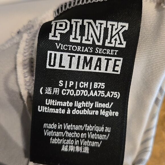 White Gray Marble Lace-Up Bralette Sports Bra Pink Victorias Secret Small Women - Picture 10 of 16